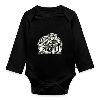 Une fille qui adore le karting - Body Bébé bio manches longues - noir - Devant