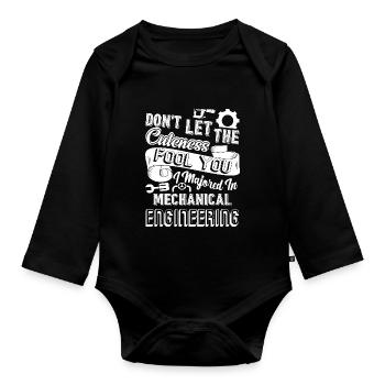 I Majored In Mechanical Engineering - Organic Longsleeve Baby Bodysuit - black - Front