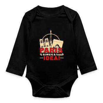 Paris Is Always A Good Idea - Organic Longsleeve Baby Bodysuit - black - Front