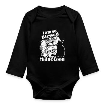 Owned By A Maine Coon Cat - Organic Longsleeve Baby Bodysuit - black - Front
