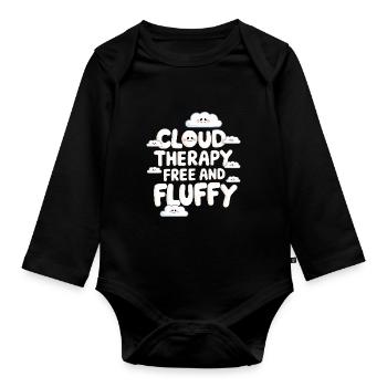 Cloudy view, Relaxing sky, Dreamy - Organic Longsleeve Baby Bodysuit - black - Front