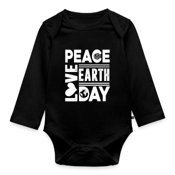 Earth Day Peace Love Earth Day - Organic Longsleeve Baby Bodysuit - black - Front