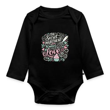 Die geheime Zutat ist immer die Liebe - Baby Bio-Langarm-Body - Schwarz - Vorne