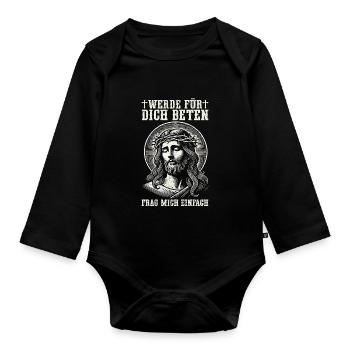 Jesus Christlich Katholiken Gläubiger Gottesdienst - Baby Bio-Langarm-Body - Schwarz - Vorne