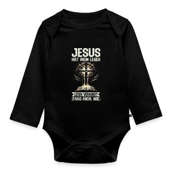 Jesus Christlich Katholiken Gläubiger Gottesdienst - Baby Bio-Langarm-Body - Schwarz - Vorne