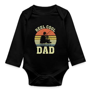 Reel Cool Dad - funny Dad Shirt - Organic Longsleeve Baby Bodysuit - black - Front