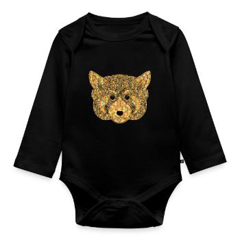 Red Panda Geometric - Organic Longsleeve Baby Bodysuit - black - Front