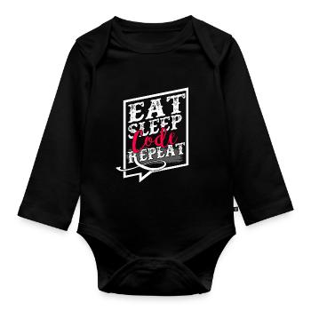 Programmer Eat Sleep Code Repeat - Organic Longsleeve Baby Bodysuit - black - Front