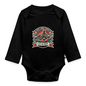 Go-Kart Driver Rétro Dicton Design - Body Bébé bio manches longues - noir - Devant