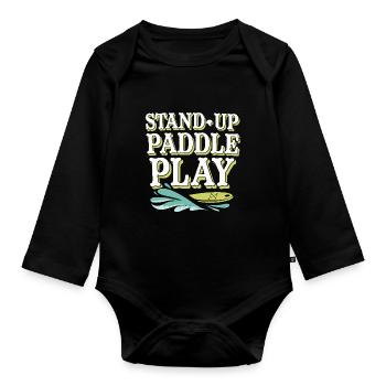 Paddleboard, SUP, aventures, sports nautiques dans le - Body Bébé bio manches longues - noir - Devant