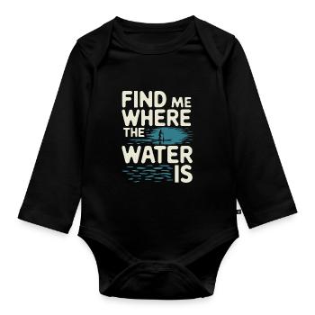 Paddleboard, SUP, aventures, sports nautiques dans le - Body Bébé bio manches longues - noir - Devant