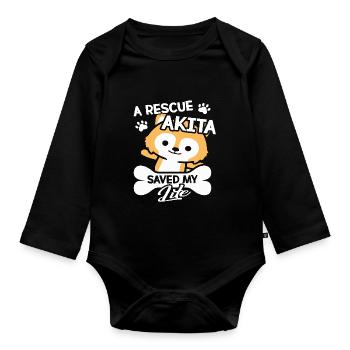 A Rescue Akita Saved My Life - Organic Longsleeve Baby Bodysuit - black - Front