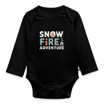 Winter Camper Snow Camping Adventure - Organic Longsleeve Baby Bodysuit - black - Front