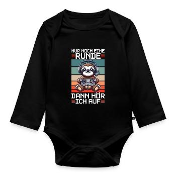 Just one more round then I'll stop sloth - Organic Longsleeve Baby Bodysuit - black - Front