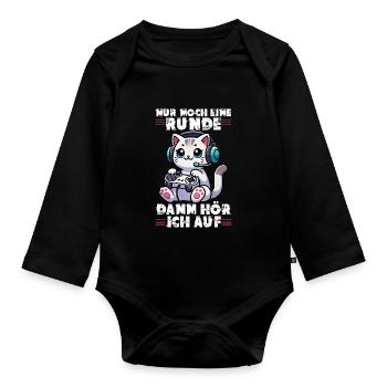 Just one more round, then I'll listen to cats - Organic Longsleeve Baby Bodysuit - black - Front