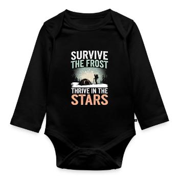 Winter Camper Snow Camping Adventure - Organic Longsleeve Baby Bodysuit - black - Front