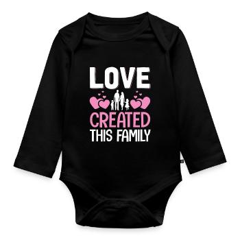 Love Created This Family Adoption Foster Care - Organic Longsleeve Baby Bodysuit - black - Front
