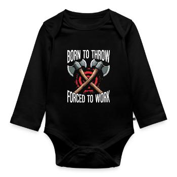 Axt Werfen Axt Werfer Axe Throwing - Baby Bio-Langarm-Body - Schwarz - Vorne