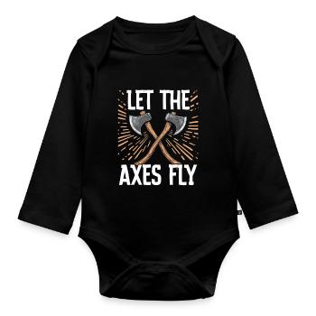 Axt Werfen Axt Werfer Axe Throwing - Baby Bio-Langarm-Body - Schwarz - Vorne