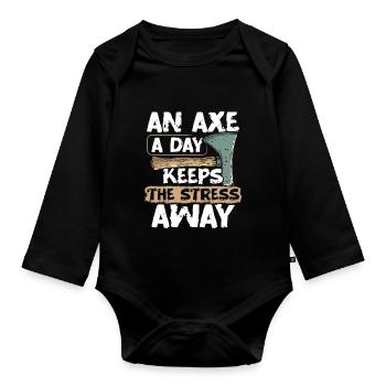 Axt Werfen Axt Werfer Axe Throwing - Baby Bio-Langarm-Body - Schwarz - Vorne