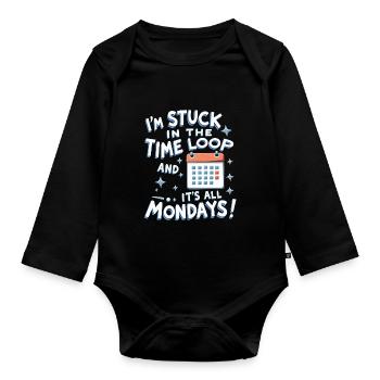 Time travel enthusiast who is interested in - Organic Longsleeve Baby Bodysuit - black - Front