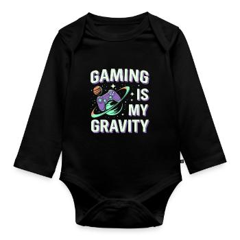 Space-themed players Cosmic Gaming Sci-fi - Organic Longsleeve Baby Bodysuit - black - Front