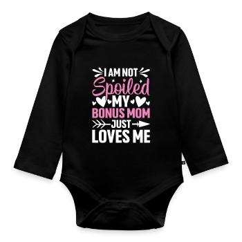 Je ne suis pas gâté mon bonus maman drôle belle-mère - Body Bébé bio manches longues - noir - Devant