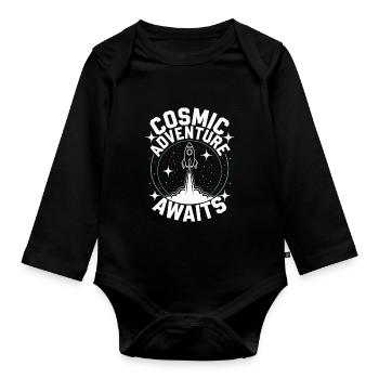 Space-themed players Cosmic Gaming Sci-fi - Organic Longsleeve Baby Bodysuit - black - Front