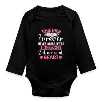 Ensemble pour toujours Jamais séparé Couple drôle - Body Bébé bio manches longues - noir - Devant