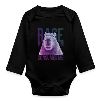 Rage Consumes Me Funny Capybara Silly Humor - Organic Longsleeve Baby Bodysuit - black - Front