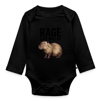 Rage Consumes Me Funny Capybara Silly Capy Humor - Organic Longsleeve Baby Bodysuit - black - Front