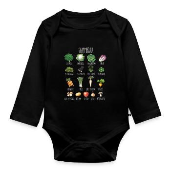 January Seasonal fruits and vegetables - Organic Longsleeve Baby Bodysuit - black - Front