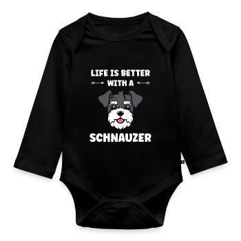 Schnauzer - Baby Bio-Langarm-Body - Schwarz - Vorne