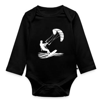 Kitesurf Kiteboard Surf Kiteboarder Surfeur - Body Bébé bio manches longues - noir - Devant
