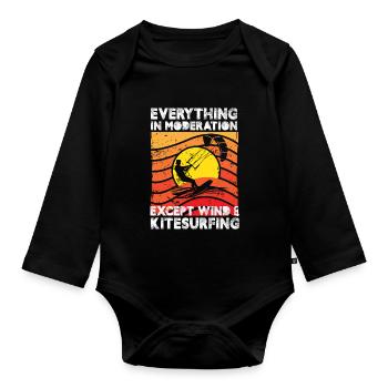 Everthing In Moderation Except Wind And - Organic Longsleeve Baby Bodysuit - black - Front
