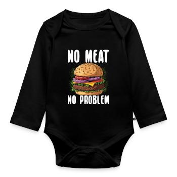 Vegetarischer Burger Veganer Burger Veggie-Burger - Baby Bio-Langarm-Body - Schwarz - Vorne