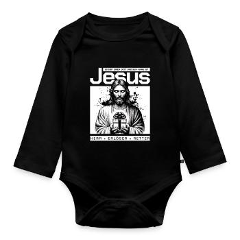 Jesus Lord & Savior - Organic Longsleeve Baby Bodysuit - black - Front