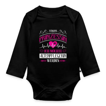 Altenpfleger Geschenk Altenpflege Pflegefachkraft - Baby Bio-Langarm-Body - Schwarz - Vorne