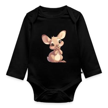 Kangaroos Kangaroo - Organic Longsleeve Baby Bodysuit - black - Front