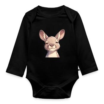Kangaroos Kangaroo - Organic Longsleeve Baby Bodysuit - black - Front