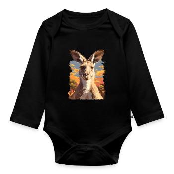 Kangaroos Kangaroo - Organic Longsleeve Baby Bodysuit - black - Front
