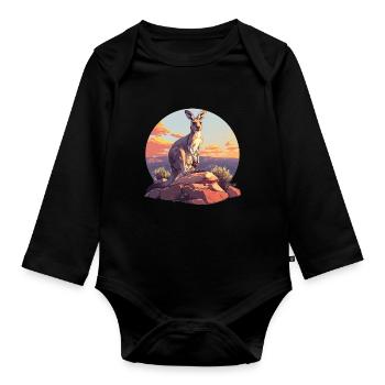 Kangaroos Kangaroo - Organic Longsleeve Baby Bodysuit - black - Front