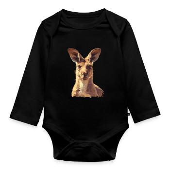 Kangaroos Kangaroo - Organic Longsleeve Baby Bodysuit - black - Front