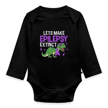 Lasst uns den Epilepsie ausgestorbenen lustigen Dinosaurier machen - Baby Bio-Langarm-Body - Schwarz - Vorne