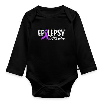 Epilepsy Warrior Nervous System Disorder - Organic Longsleeve Baby Bodysuit - black - Front