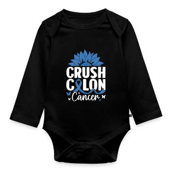 Crush Colon Cancer Blue Ribbon Darm-Koloskopie - Baby Bio-Langarm-Body - Schwarz - Vorne