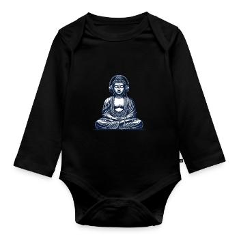 Musique Méditation Bouddha Tenue streetwear - Body Bébé bio manches longues - noir - Devant
