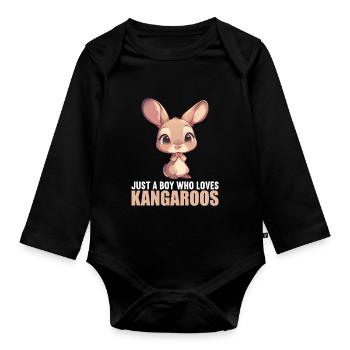 Kangaroos Kangaroo - Organic Longsleeve Baby Bodysuit - black - Front