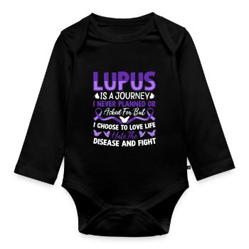 Sensibilisation au lupus SLE Ruban Violet Auto-immune - Body Bébé bio manches longues - noir - Devant