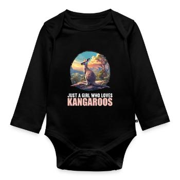 Kangaroos Kangaroo - Organic Longsleeve Baby Bodysuit - black - Front